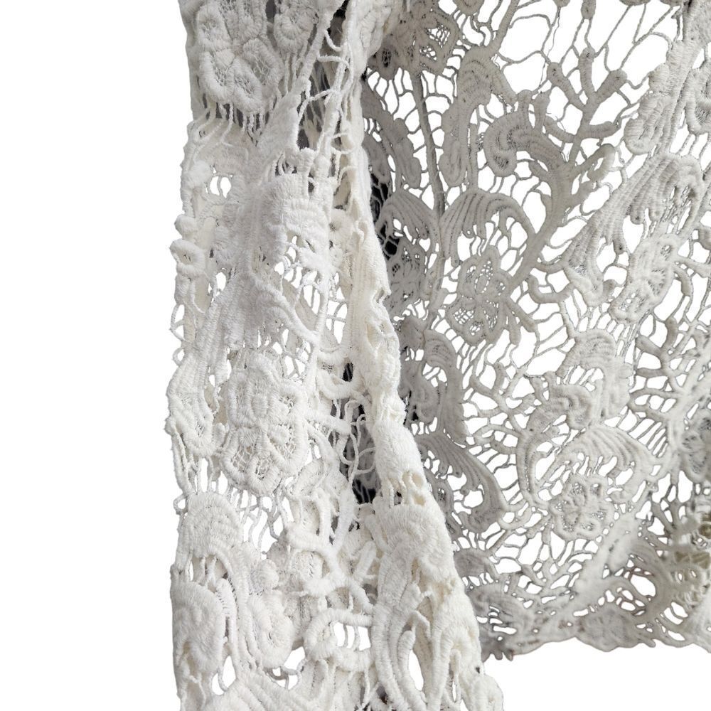 Crochet Sweater White Cream Open Weave Womens Small Long Sleeve - Picture 6 of 7